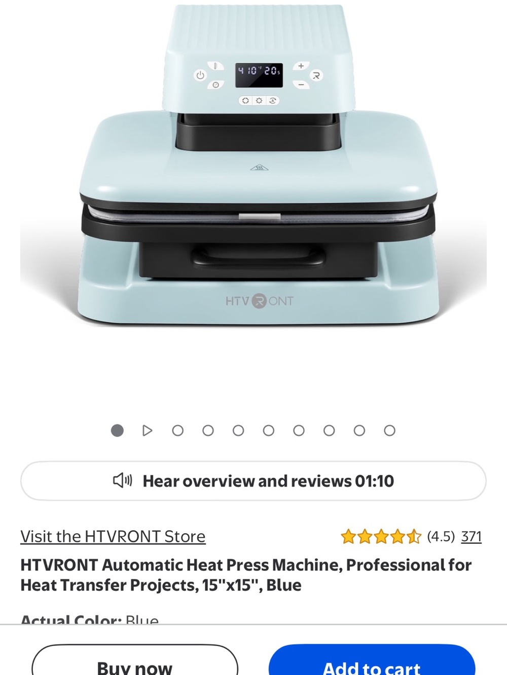 HTVRONT 15x15" Automatic Heat Press in Light Blue